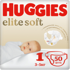 Подгузники Huggies Elite Soft размер 1 (3-5 кг), 50 шт.