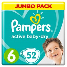 Подгузники Pampers Active Baby-Dry размер 6 (13-18 кг), 52 шт.